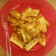 hand cut fried banana chips (made by Isabel)